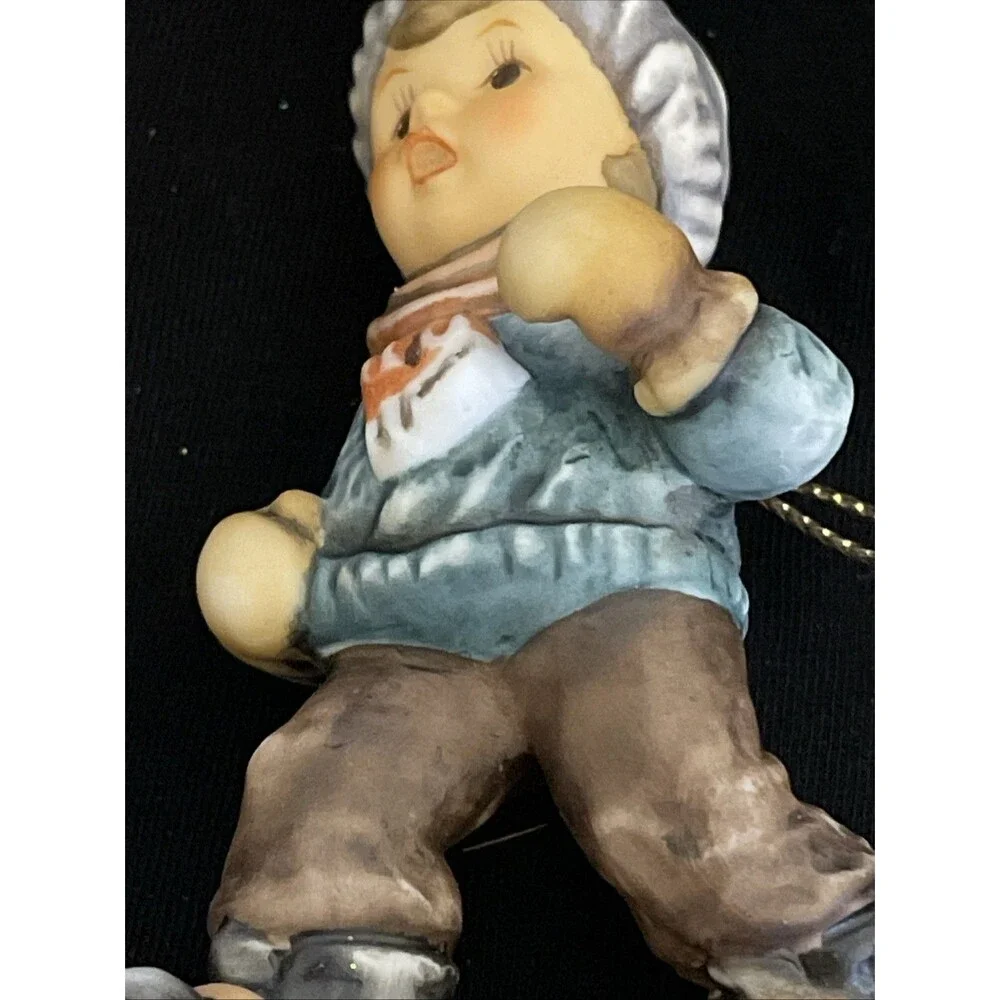 Vintage Studio Hummel Christmas Ornament  1997 Boy w/ Snowshoes On